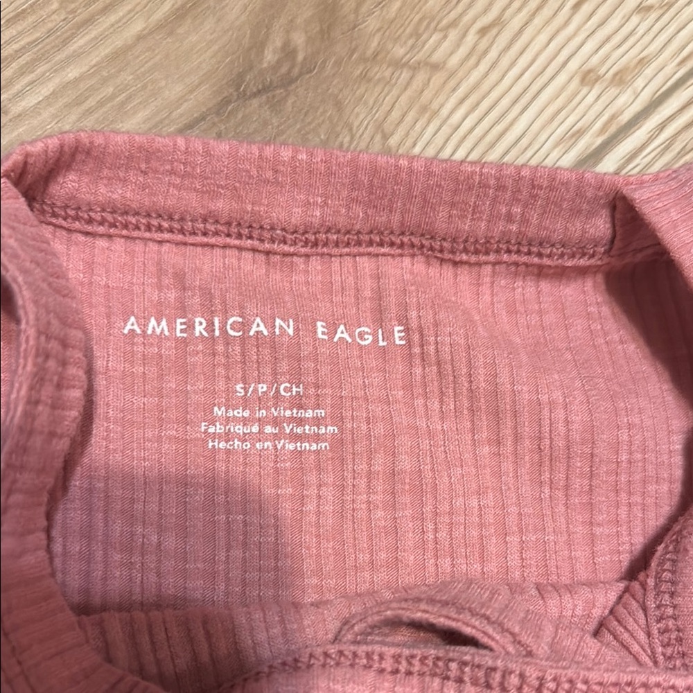 American Eagle Pink Ribbed Women's Tank Top - Picture 2 of 3